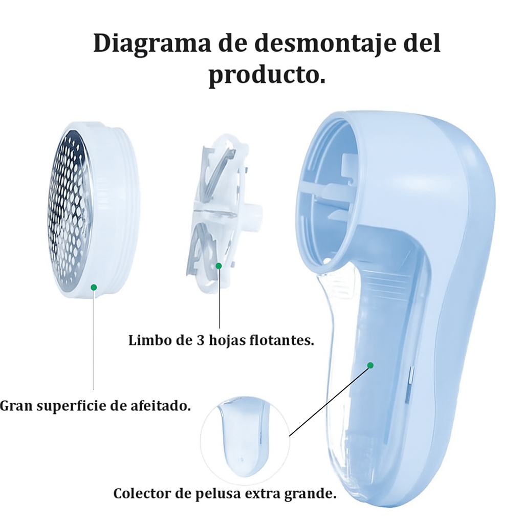 Removedor Eléctrico Quita Pelusas Ropa Portatil Saca Motas