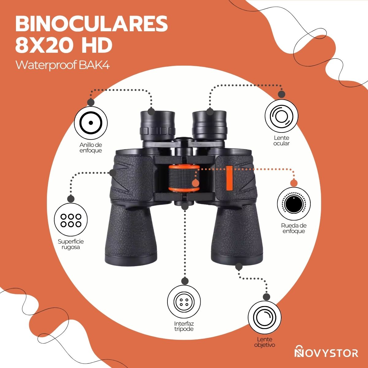 Binoculares 8x20 HD BAK4 Waterproof FMC Alta Calidad