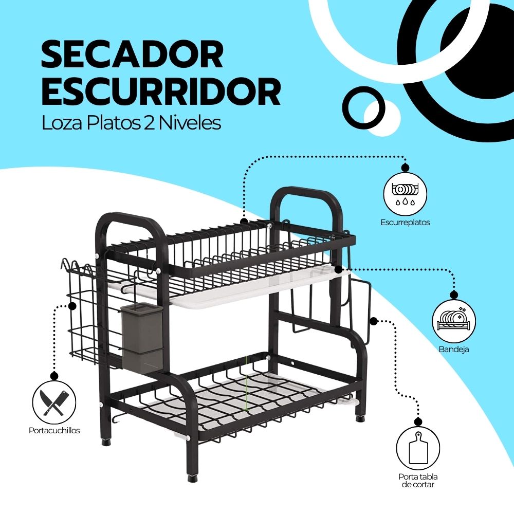 Secador Escurridor De Loza Platos 2 Niveles