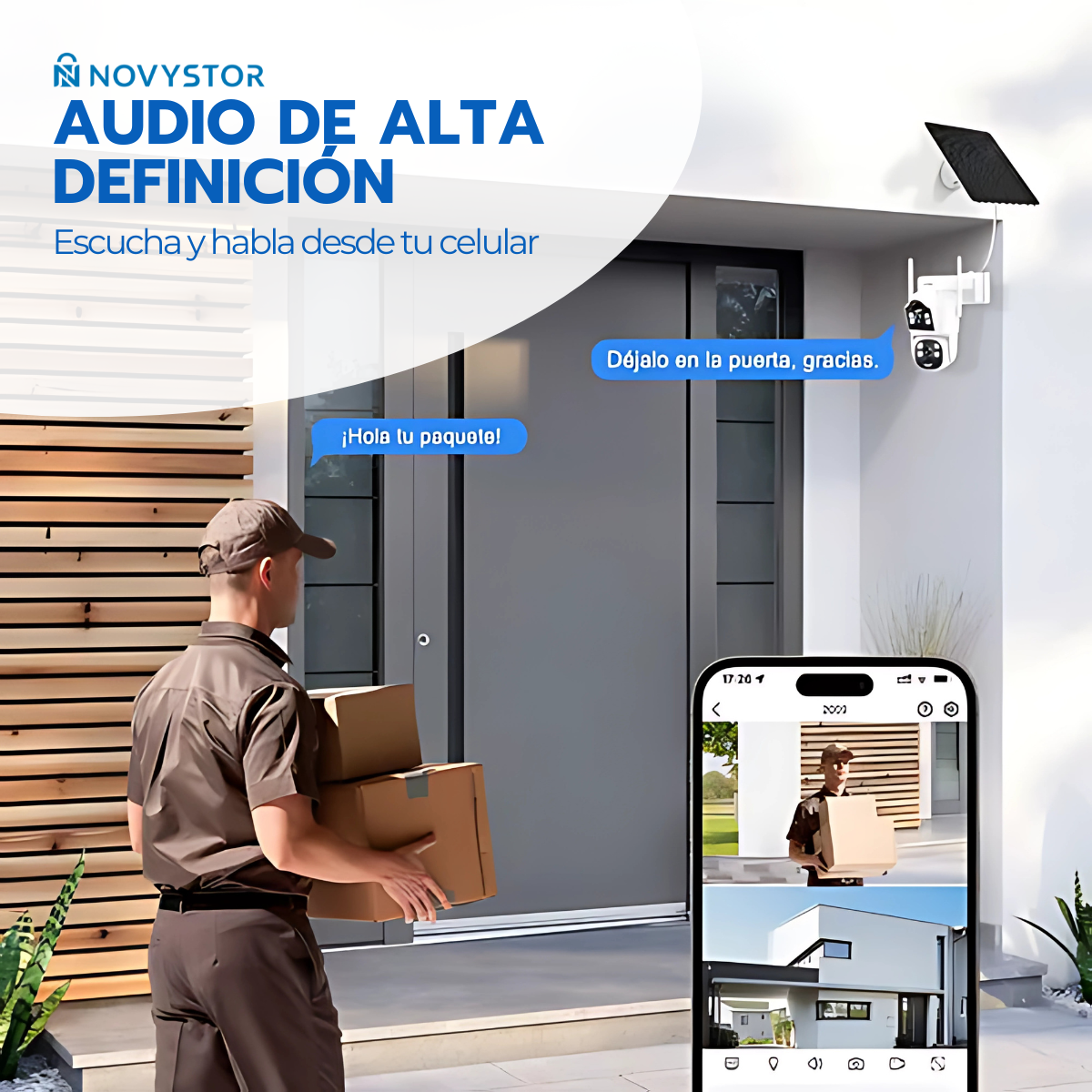 Cámara Solar 360° IP66 Visión Nocturna HD 128GB Wifi