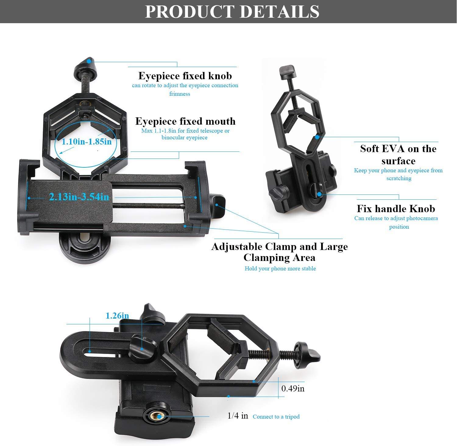 Adaptador Universal Celular Telescopio Microscopio Binocular
