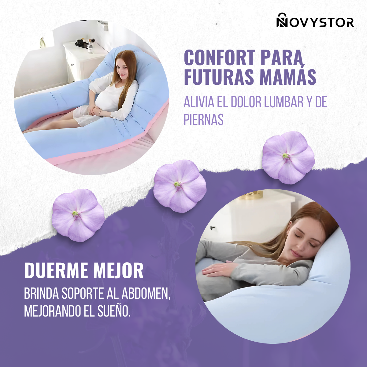 Almohada Embarazo Tipo U Rosa Poliéster Suave y Ergonómica
