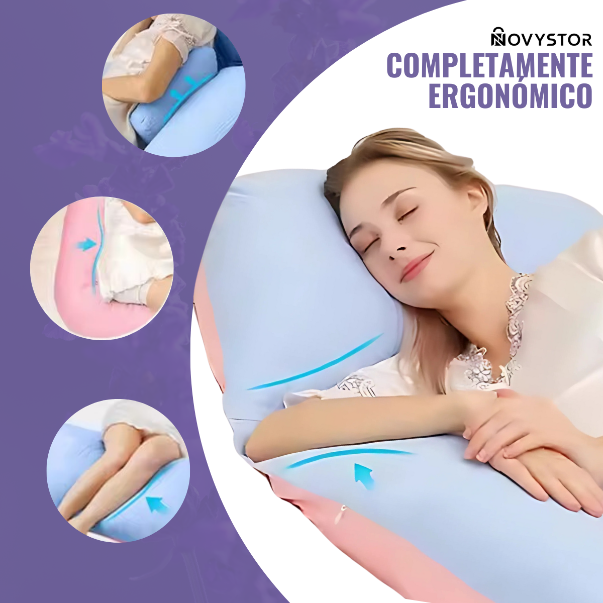 Almohada Embarazo Tipo U Rosa Poliéster Suave y Ergonómica