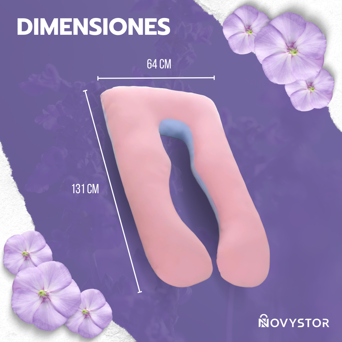 Almohada Embarazo Tipo U Rosa Poliéster Suave y Ergonómica