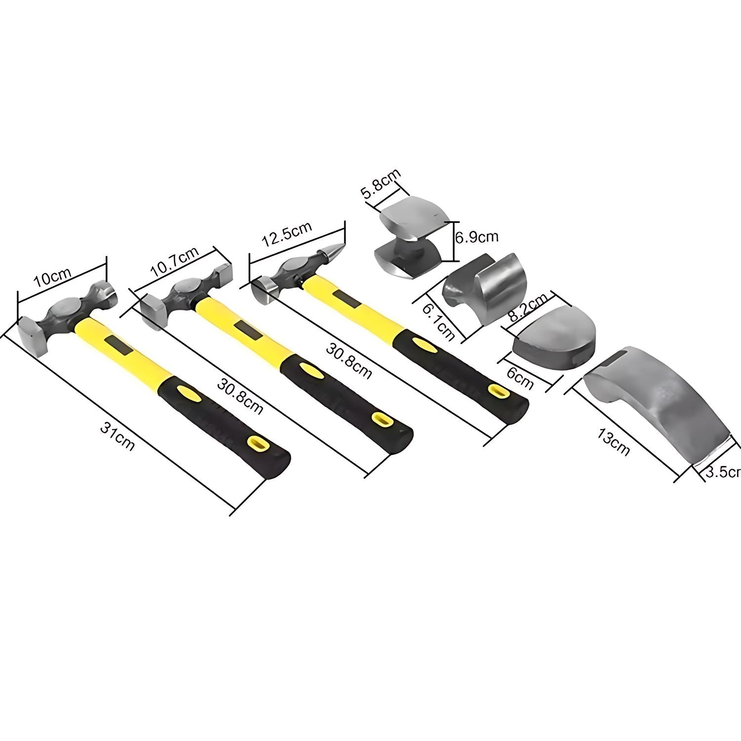Kit Desabollador Martillo Set 7 Piezas Reparación Carrocería