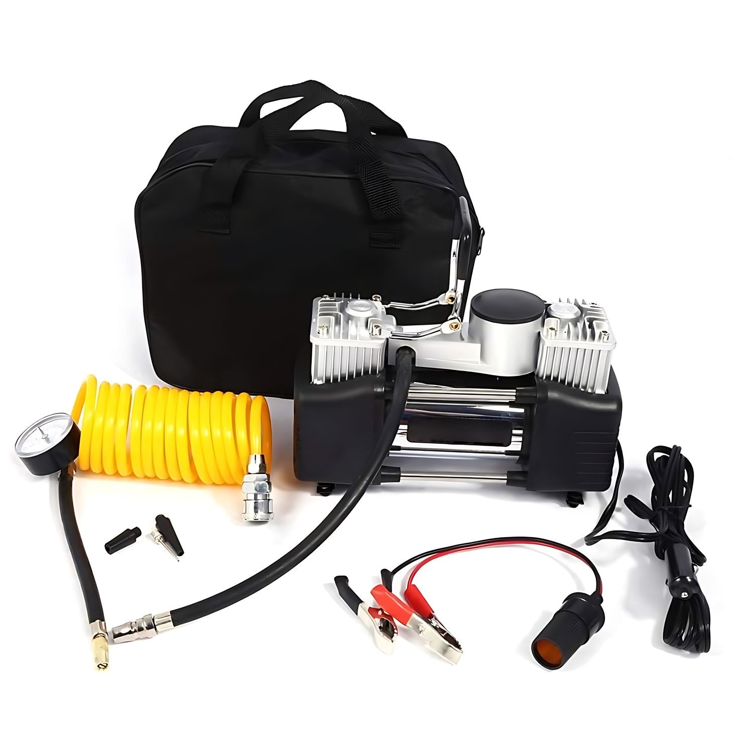 Compresor De Aire Doble Cilindro 12v Inflador Neumaticos