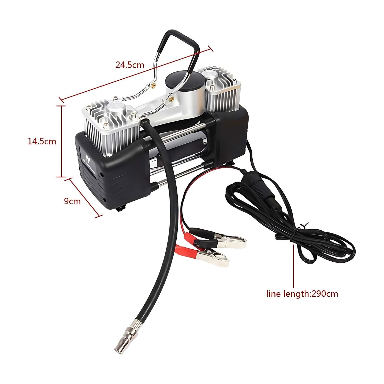 Compresor De Aire Doble Cilindro 12v Inflador Neumaticos