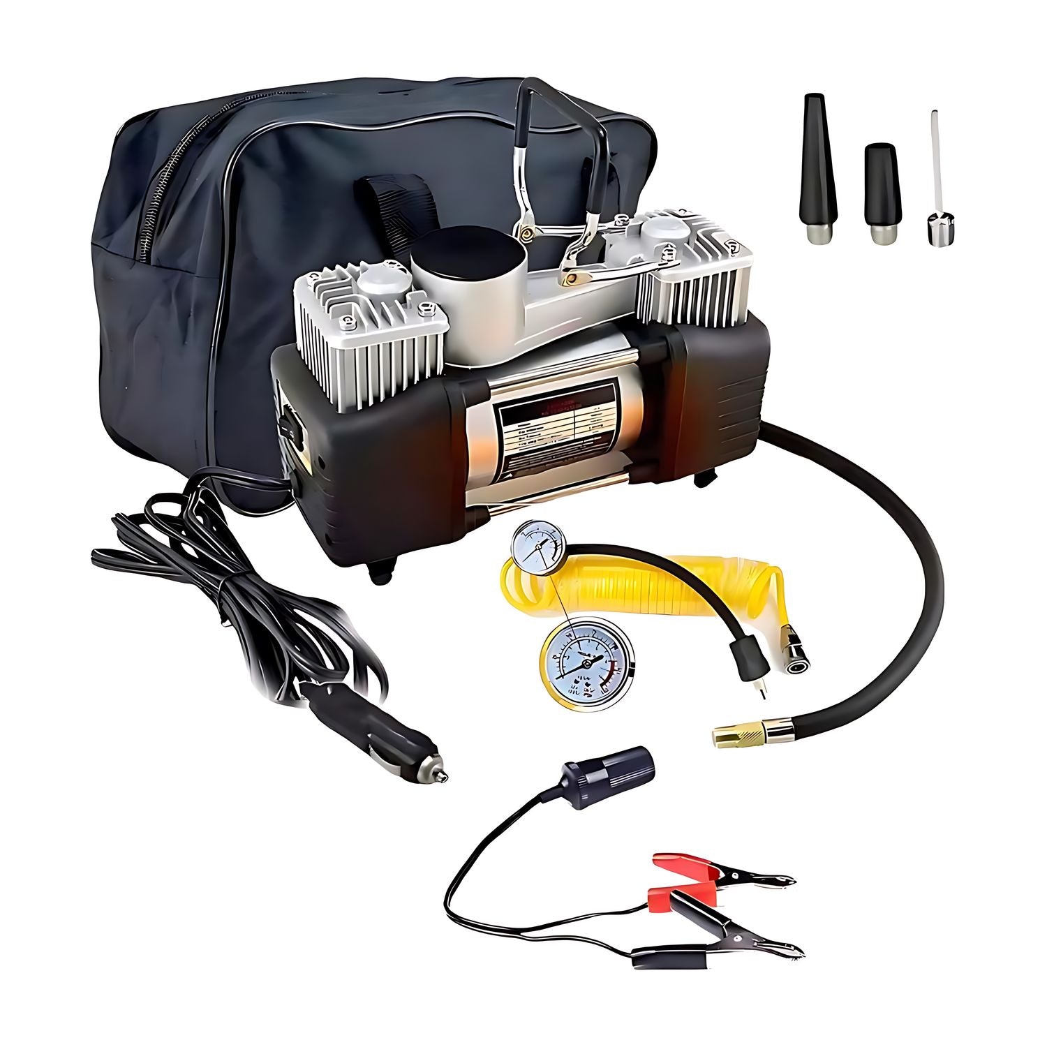 Compresor De Aire Doble Cilindro 12v Inflador Neumaticos