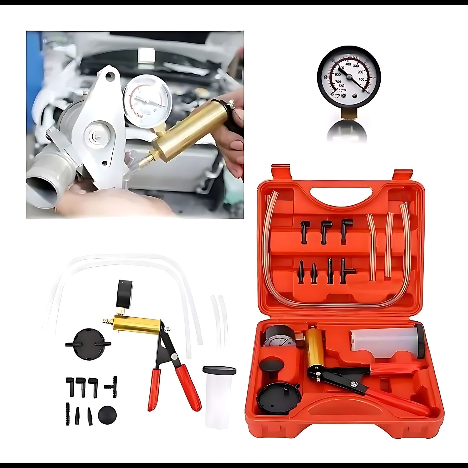 Kit Medidor de Bomba de Vacío Manual y Purgador de Frenos
