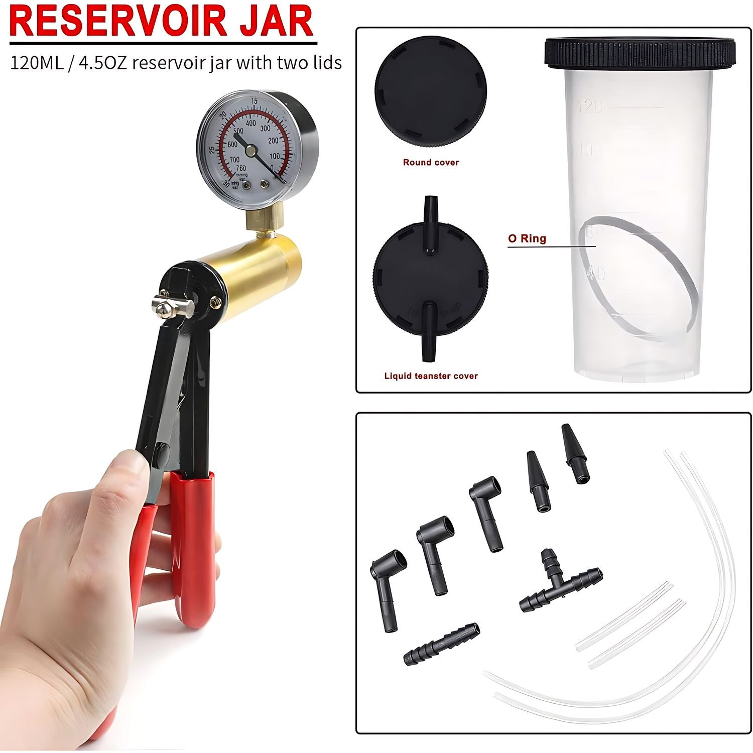Kit Medidor de Bomba de Vacío Manual y Purgador de Frenos