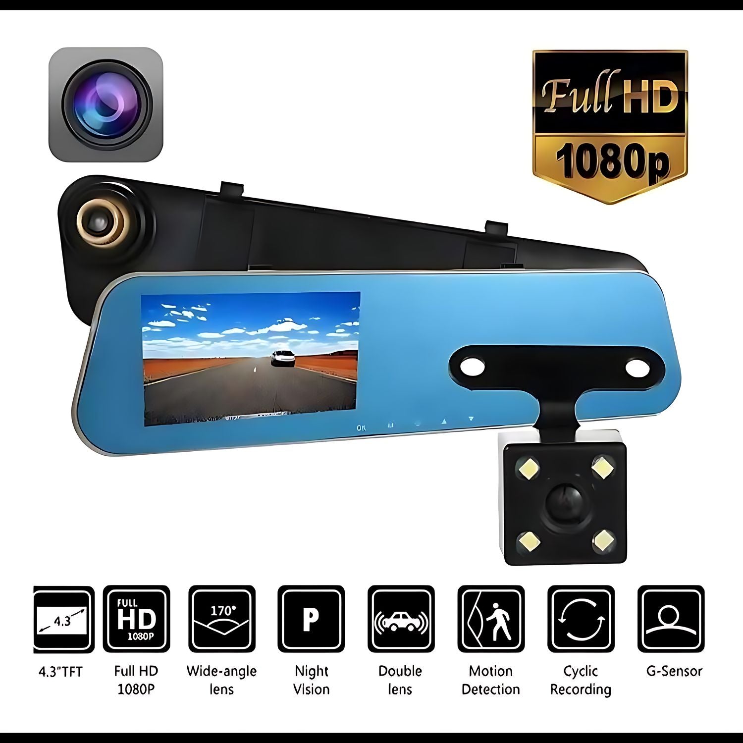 Cámara De Auto Espejo Retrovisor Con Cámara Retroceso