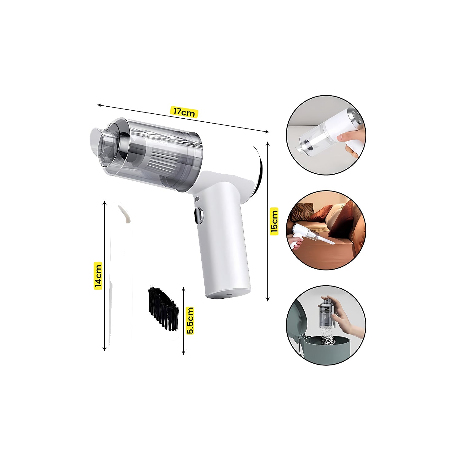 Kit Aspiradora Pistola Portátil Inalámbrica Auto Hogar 120w