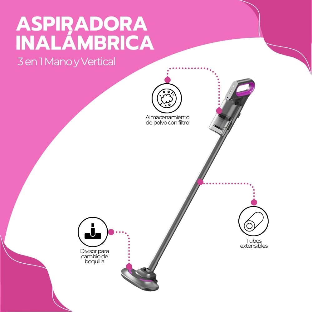 Aspiradora Inalámbrica 3 en 1 Mano y Vertical 120W