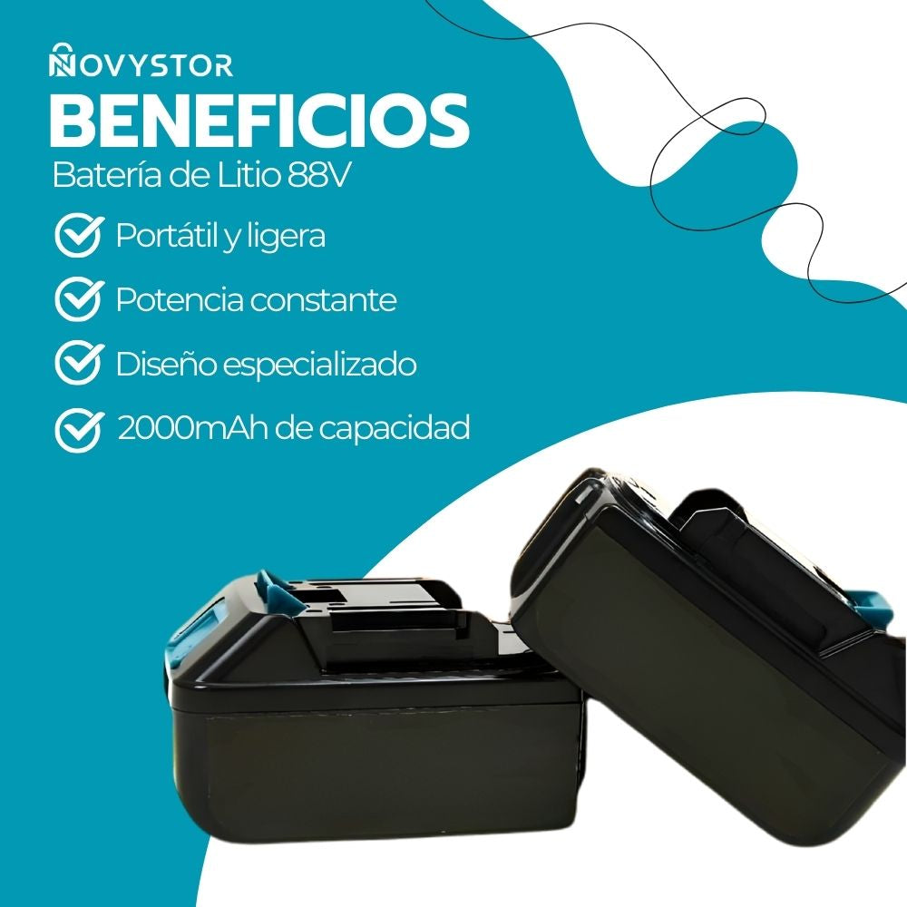 Batería Ion Litio Recargable 2000mAh 88V para Herramientas