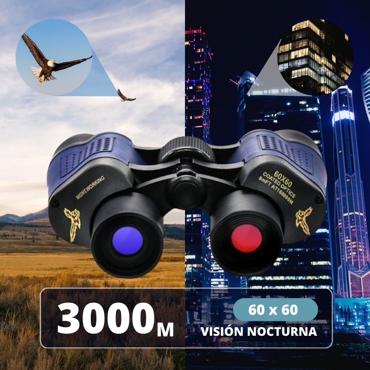Binoculares Profesionales 60x60 Caza Binocular 1000m Pro