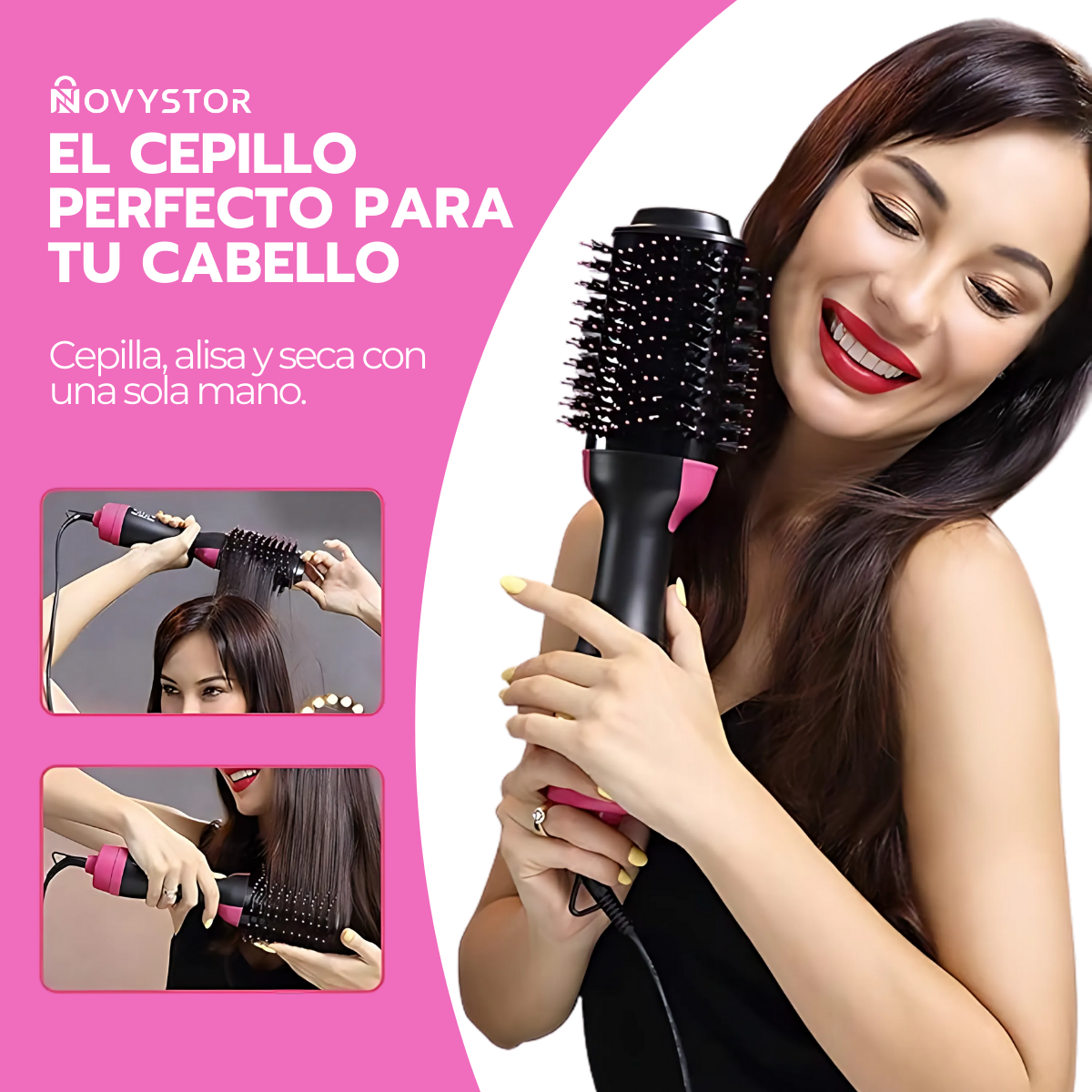 Cepillo Peine Secador Pelo Alisador Eléctrico 3 En 1