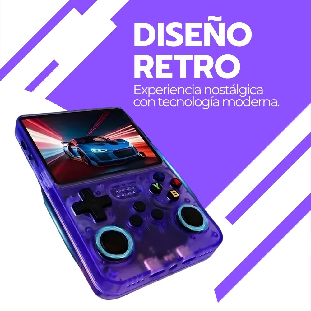 Consola Retro Portátil R36S 64GB WiFi +10000 Juegos Morado