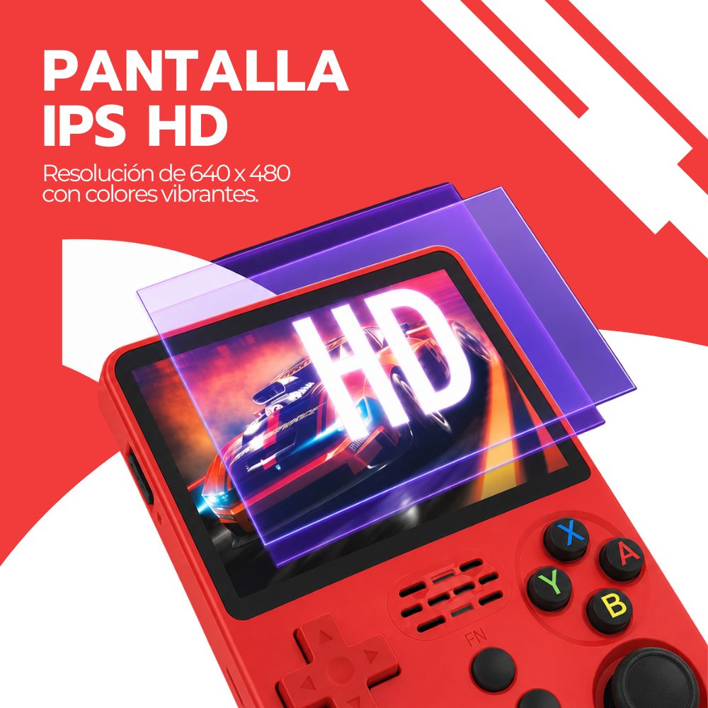 Consola Retro Portátil R36S 64GB WiFi +10000 Juegos Rojo