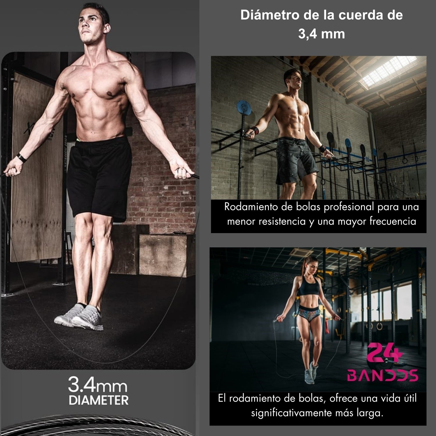 Cuerda para saltar crossfit ajustable con rodamiento + Bolso