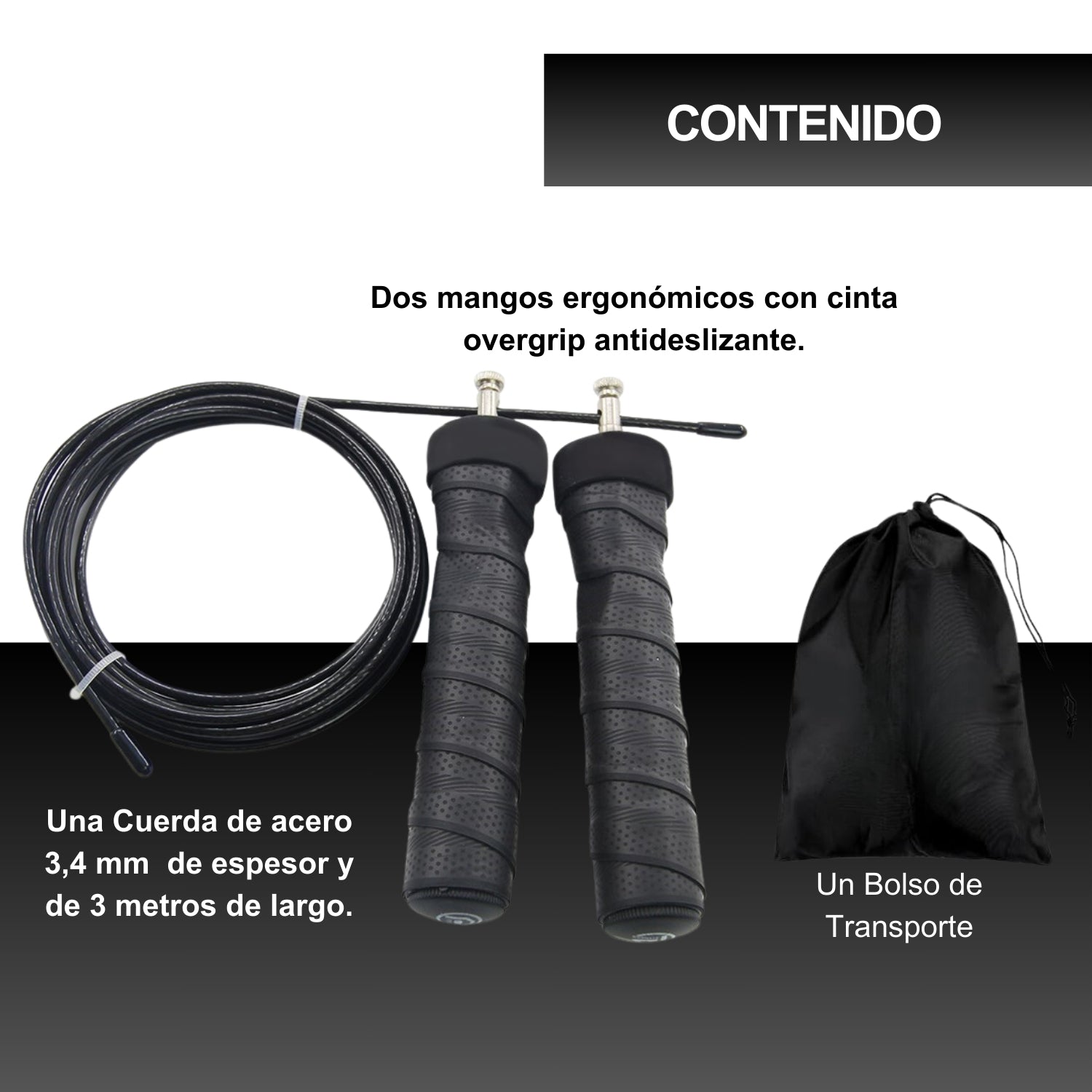 Cuerda para saltar crossfit ajustable con rodamiento + Bolso