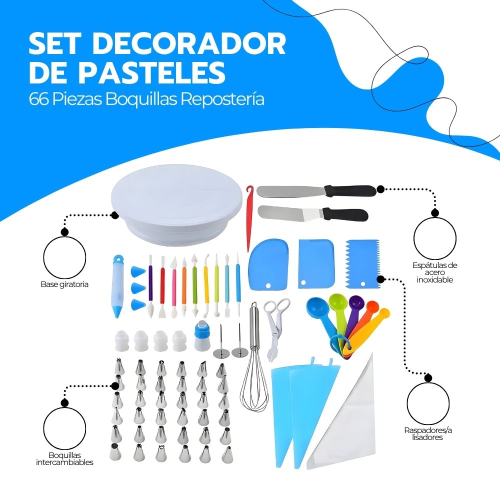 Set Decorador De Pasteles 66 Piezas Boquillas Repostería