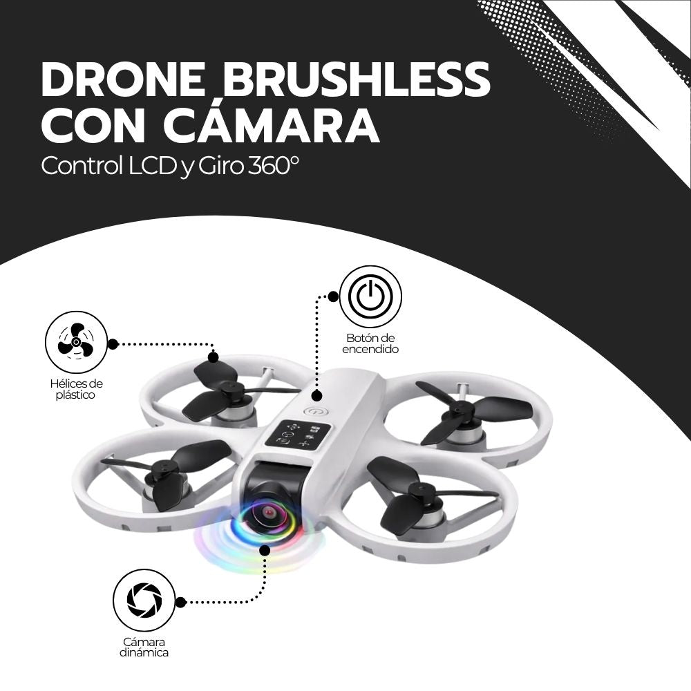 Drone Brushless con Cámara, Control LCD y Giro 360°