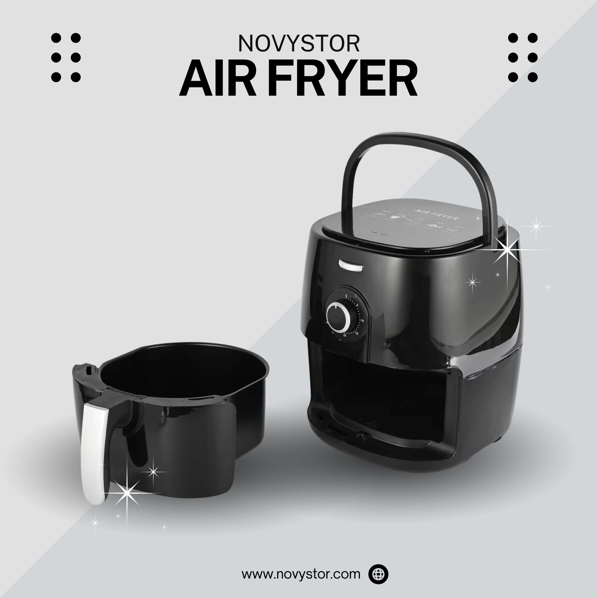 Freidora de Aire Manual 5L, Saludable y Sin Aceite, 1350W