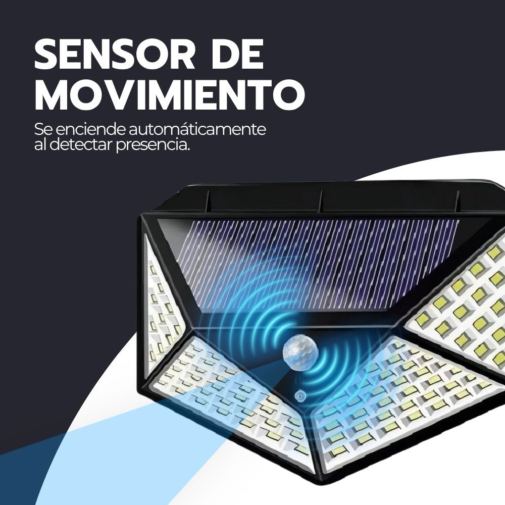Foco Solar 100 LED Sensor Movimiento Con Pinza IP65