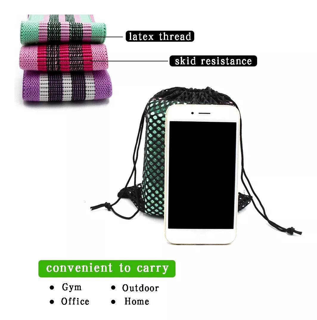 Pack 3 Bandas Elásticas De Tela Alta Resistencia Yoga