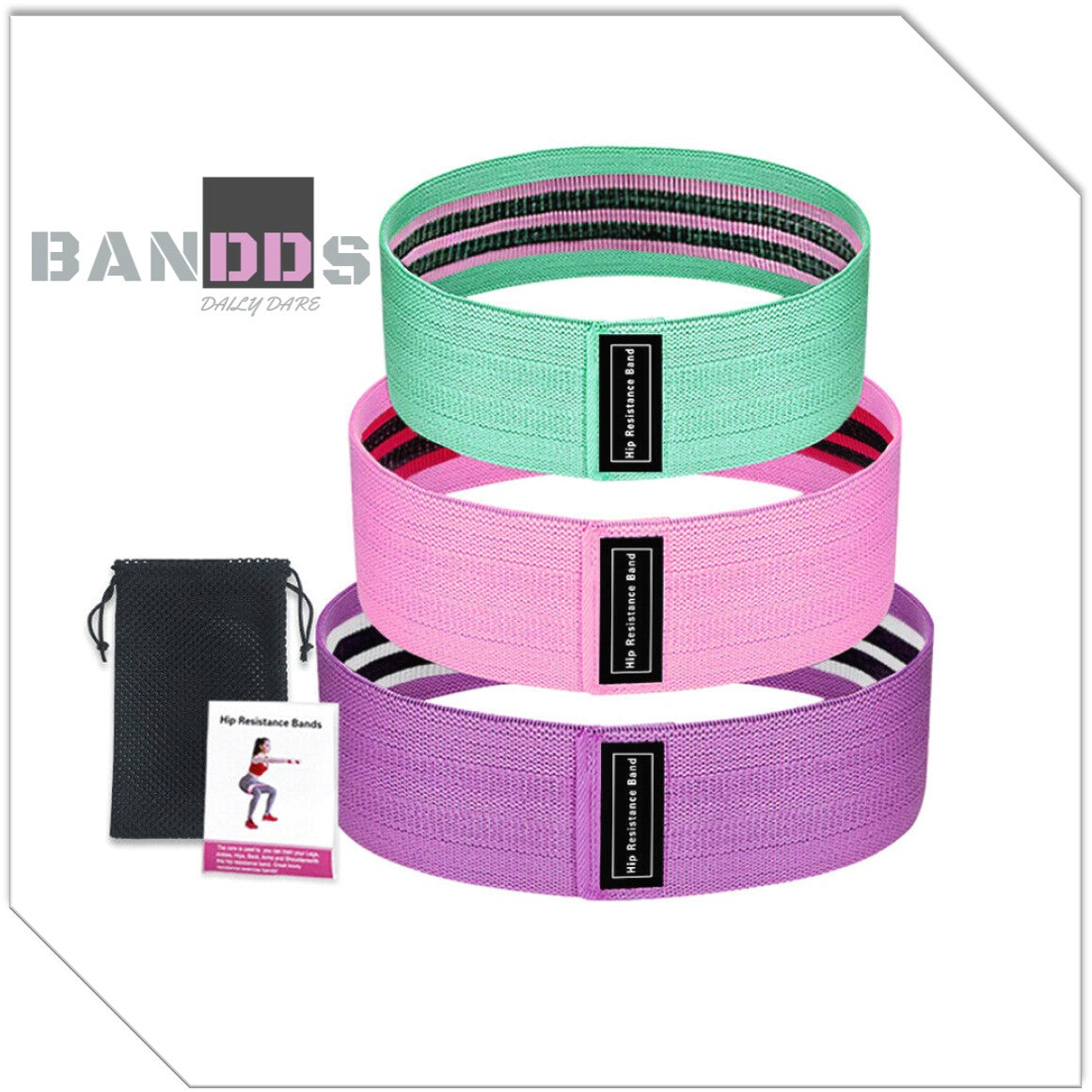 Pack 3 Bandas Elásticas De Tela Alta Resistencia Yoga