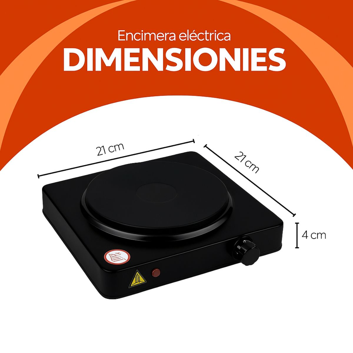 Cocinilla Eléctrica Portátil 1 Plato 155mm Acero Inox Negro