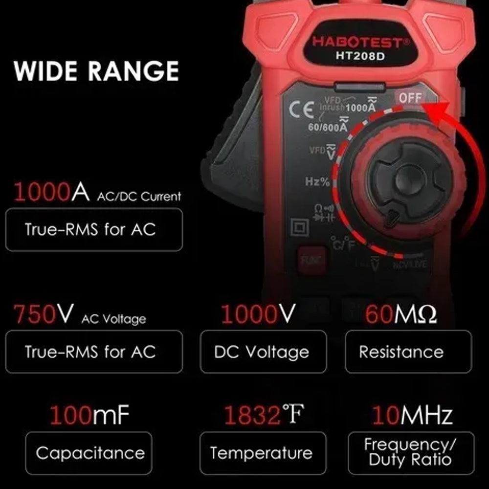 Pinza tenaza Amperímetro digital Ht208d