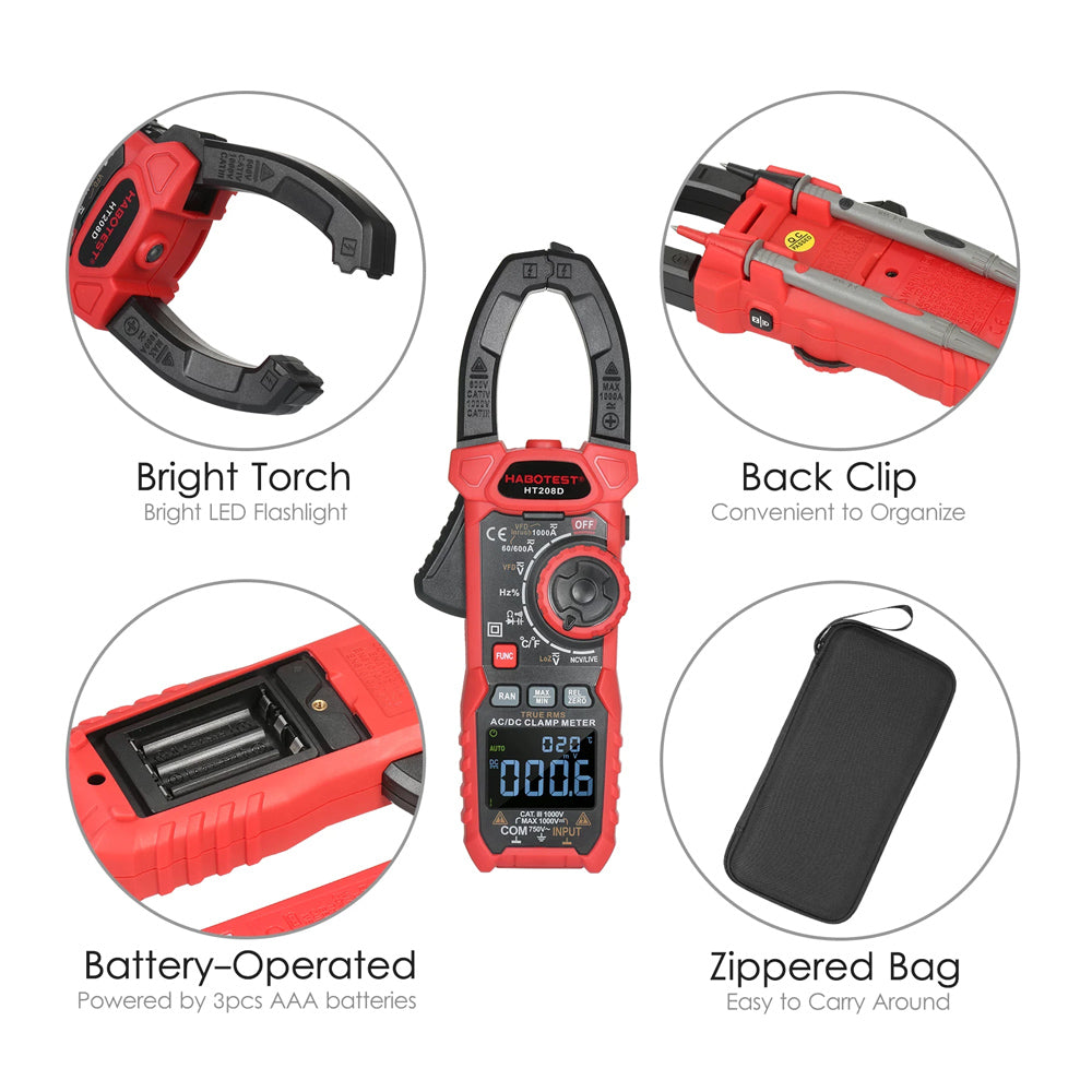 Pinza tenaza Amperímetro digital Ht208d