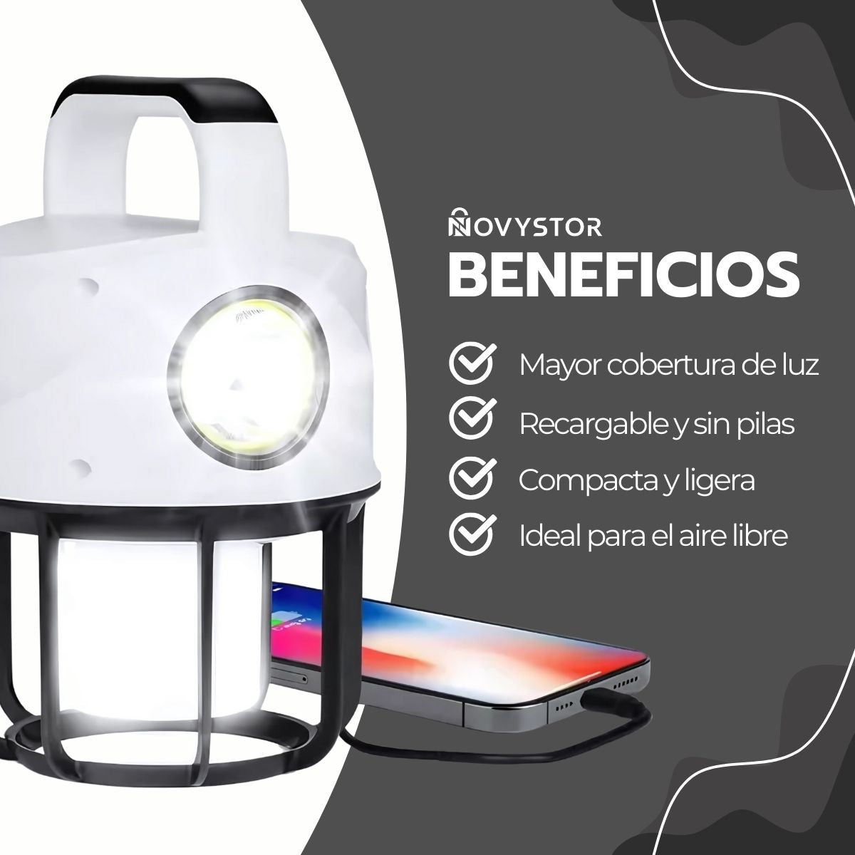 Lámpara Camping Dual LED Recargable con Power Bank