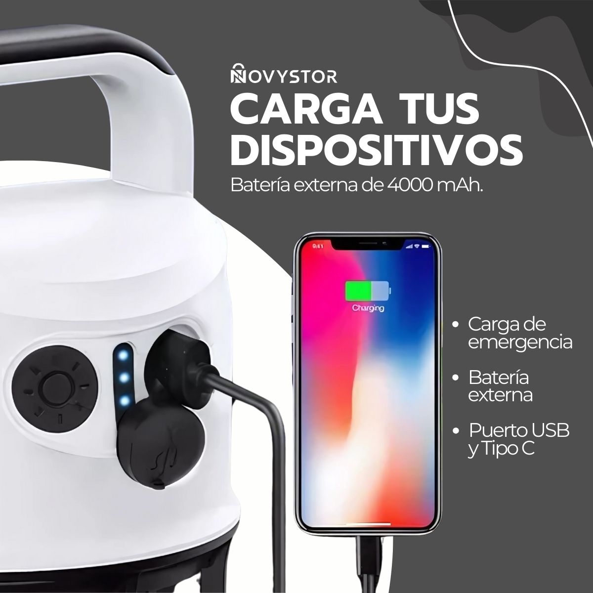 Lámpara Camping Dual LED Recargable con Power Bank