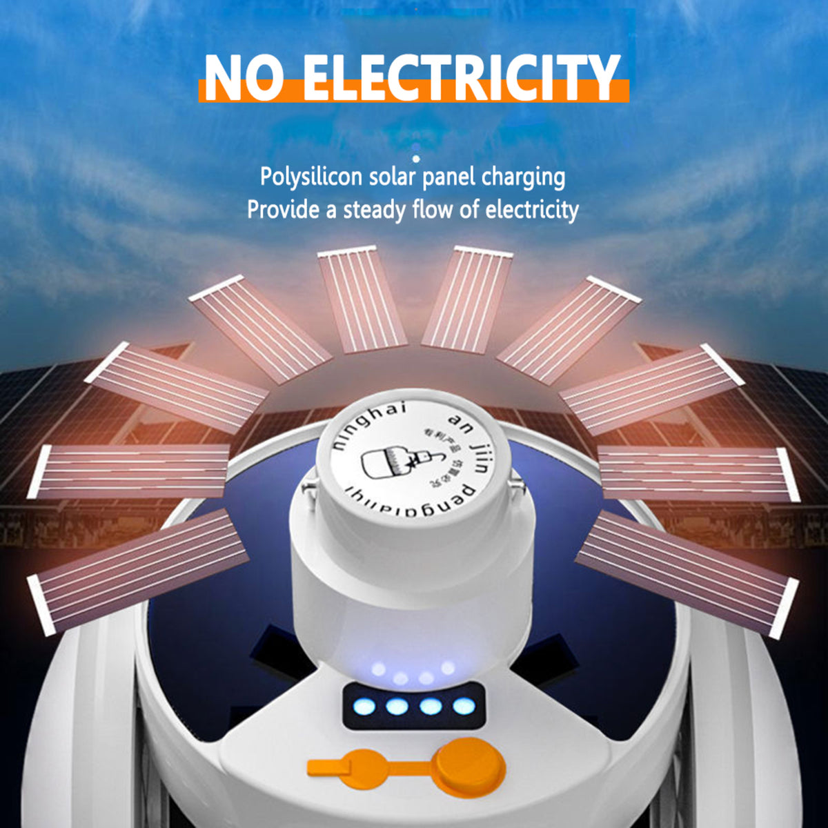 Lampara Solar 50w, 5 Focos, 5 Modos, Carga Solar Y Usb