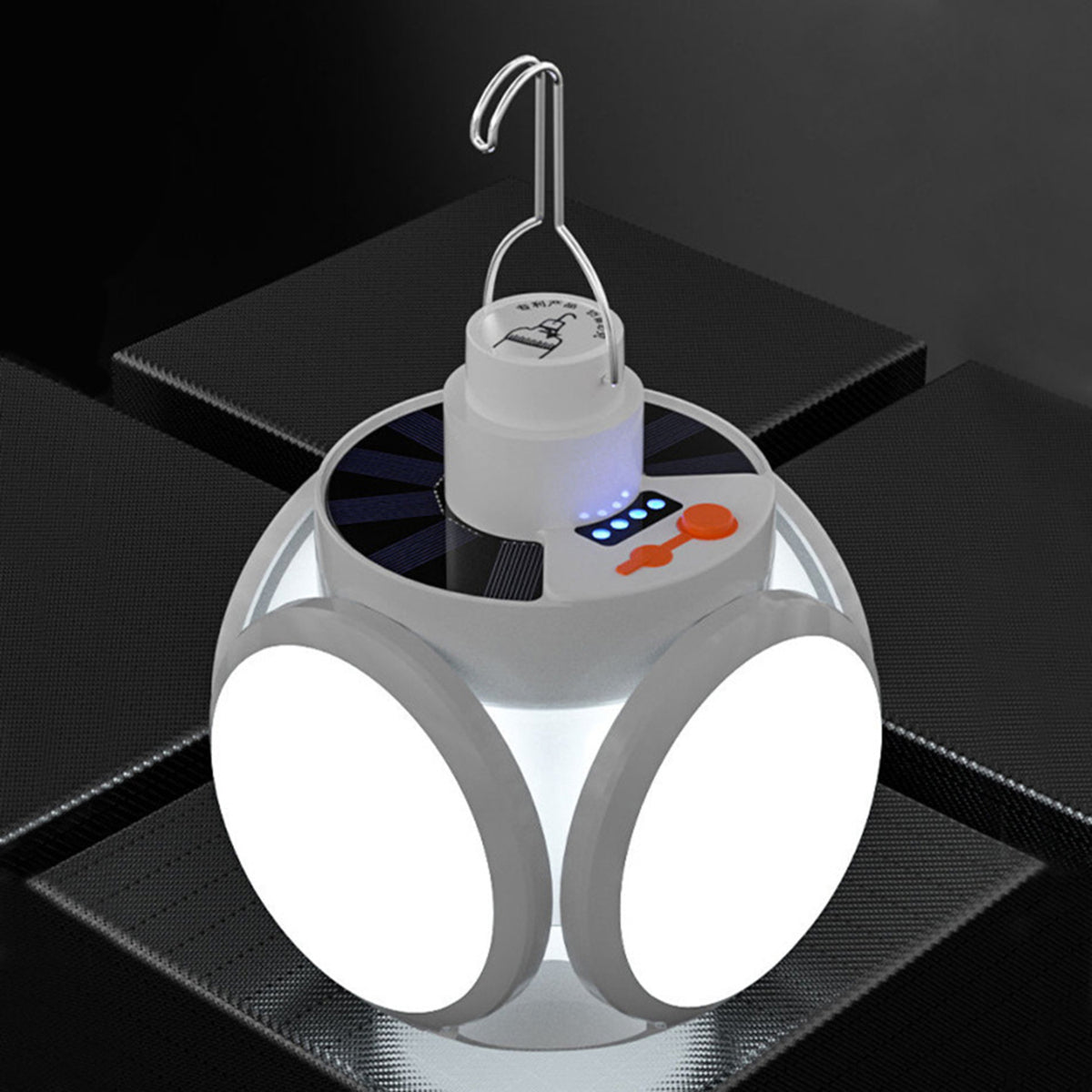 Lampara Solar 50w, 5 Focos, 5 Modos, Carga Solar Y Usb