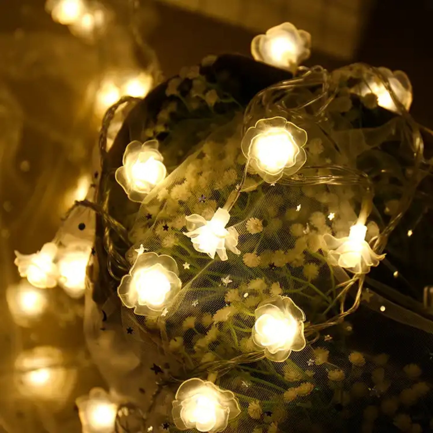 Cadena de Luces Solares Tipo Flor 50Led 7m