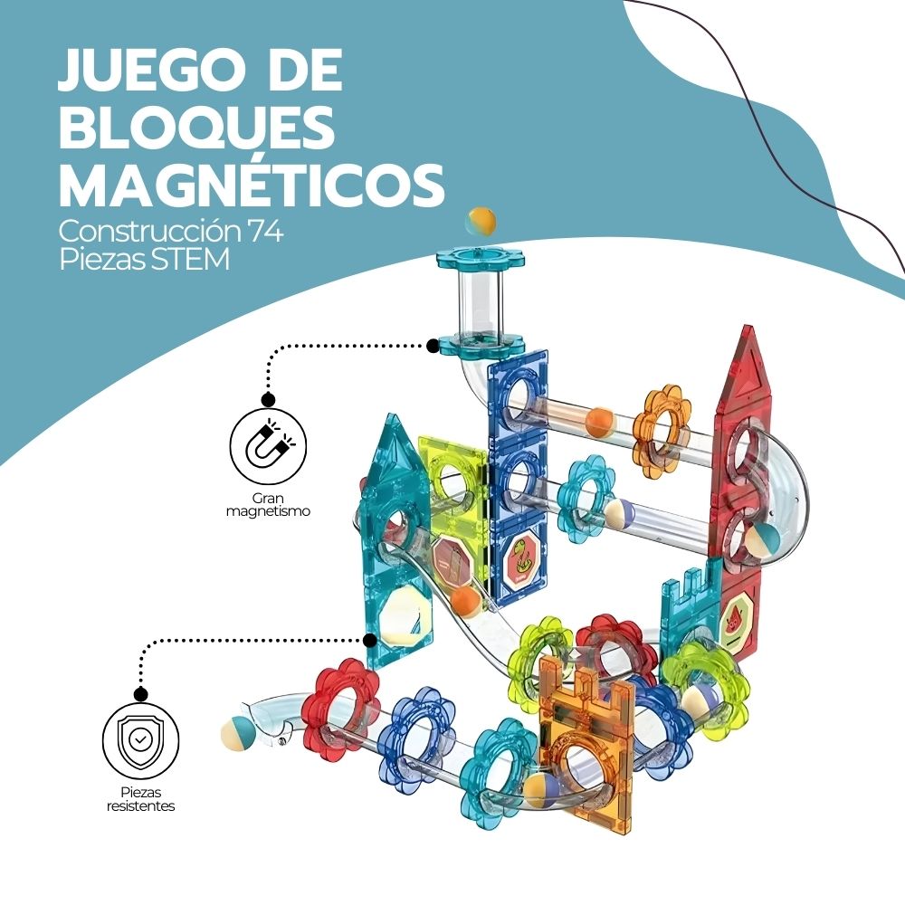 Juego De Bloques Magnéticos Construcción 74 Piezas STEM