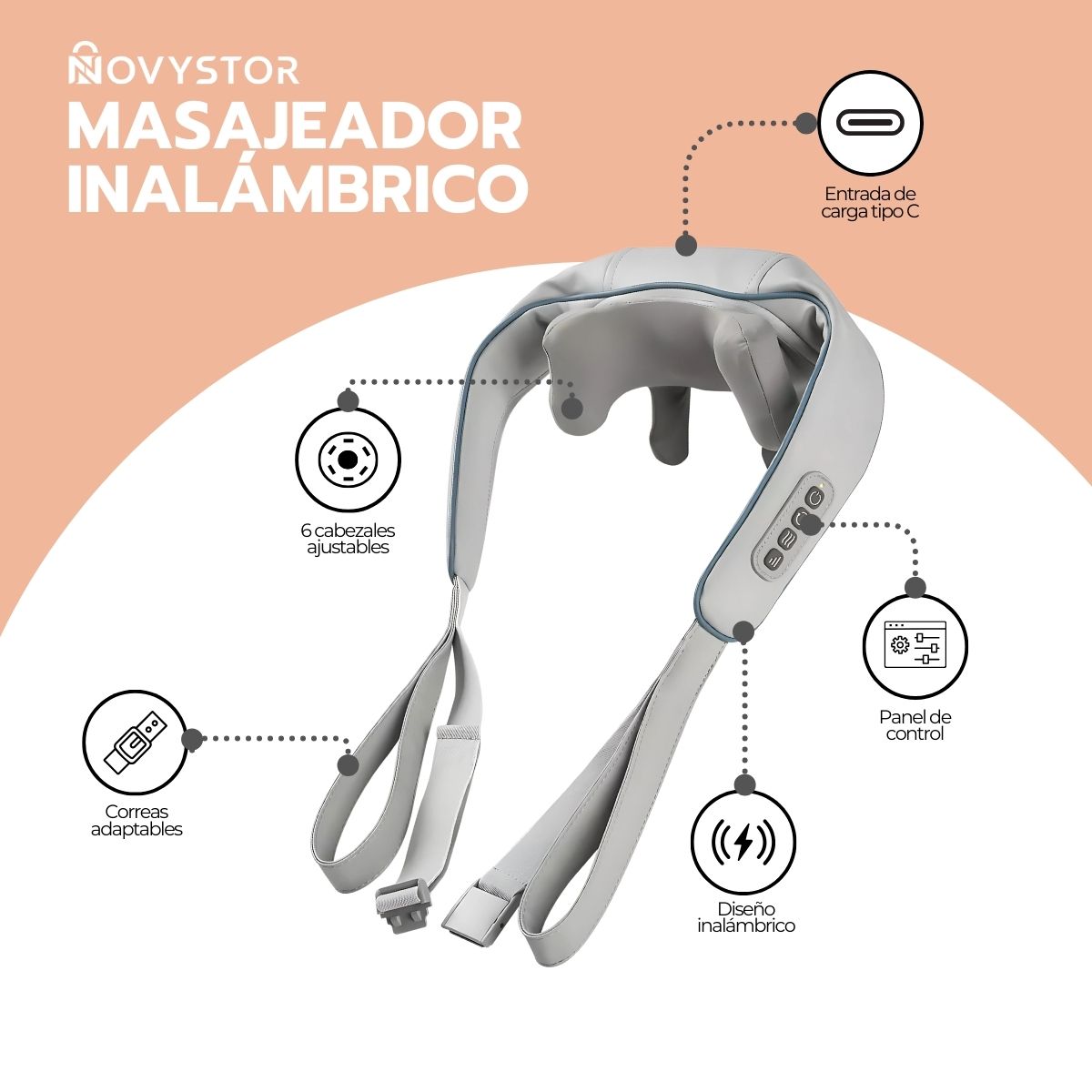 Masajeador Inalámbrico Para Cuello y Cervical con Calor