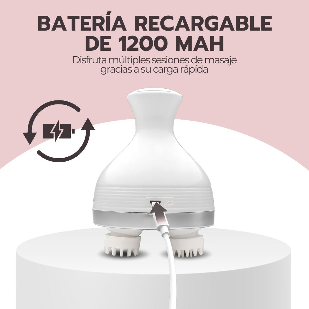 Masajeador Cabeza Eléctrico Inalámbrico Masajes Blanco