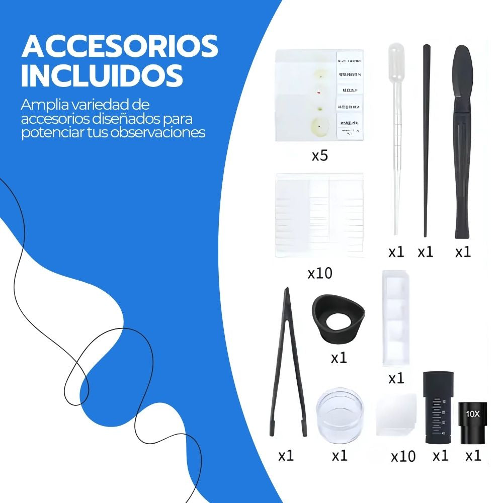 Microscopio Educativo 16000X con Accesorios de Ciencia Azul