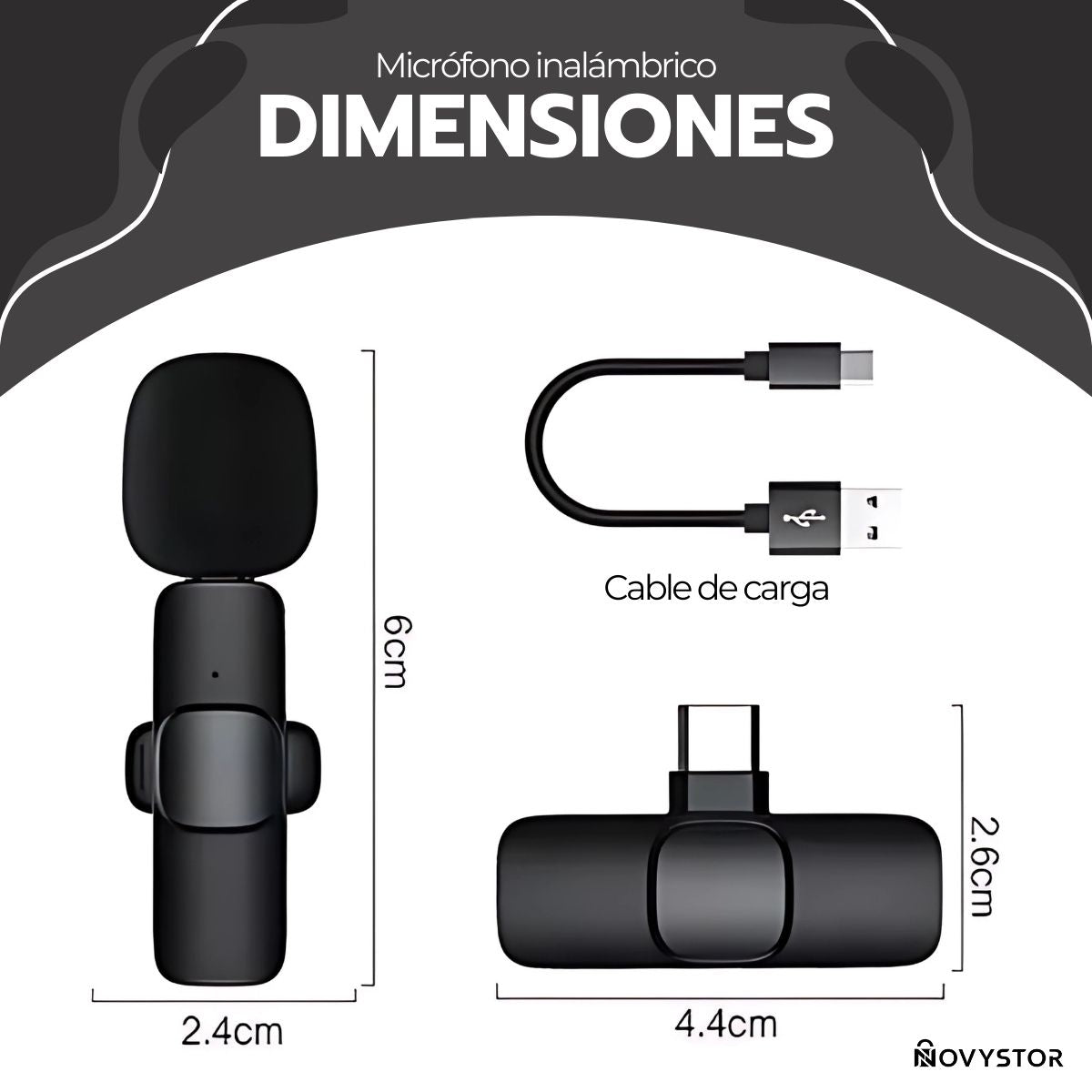Micrófono Inalámbrico con Adaptador Celular Tipo C Y iPhone