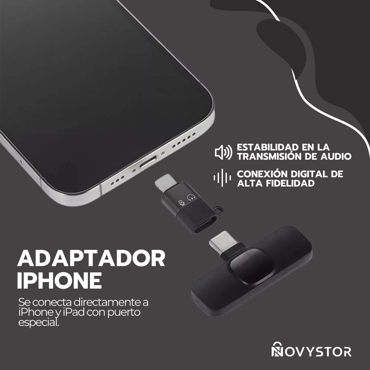 Micrófono Inalámbrico con Adaptador Celular Tipo C Y iPhone