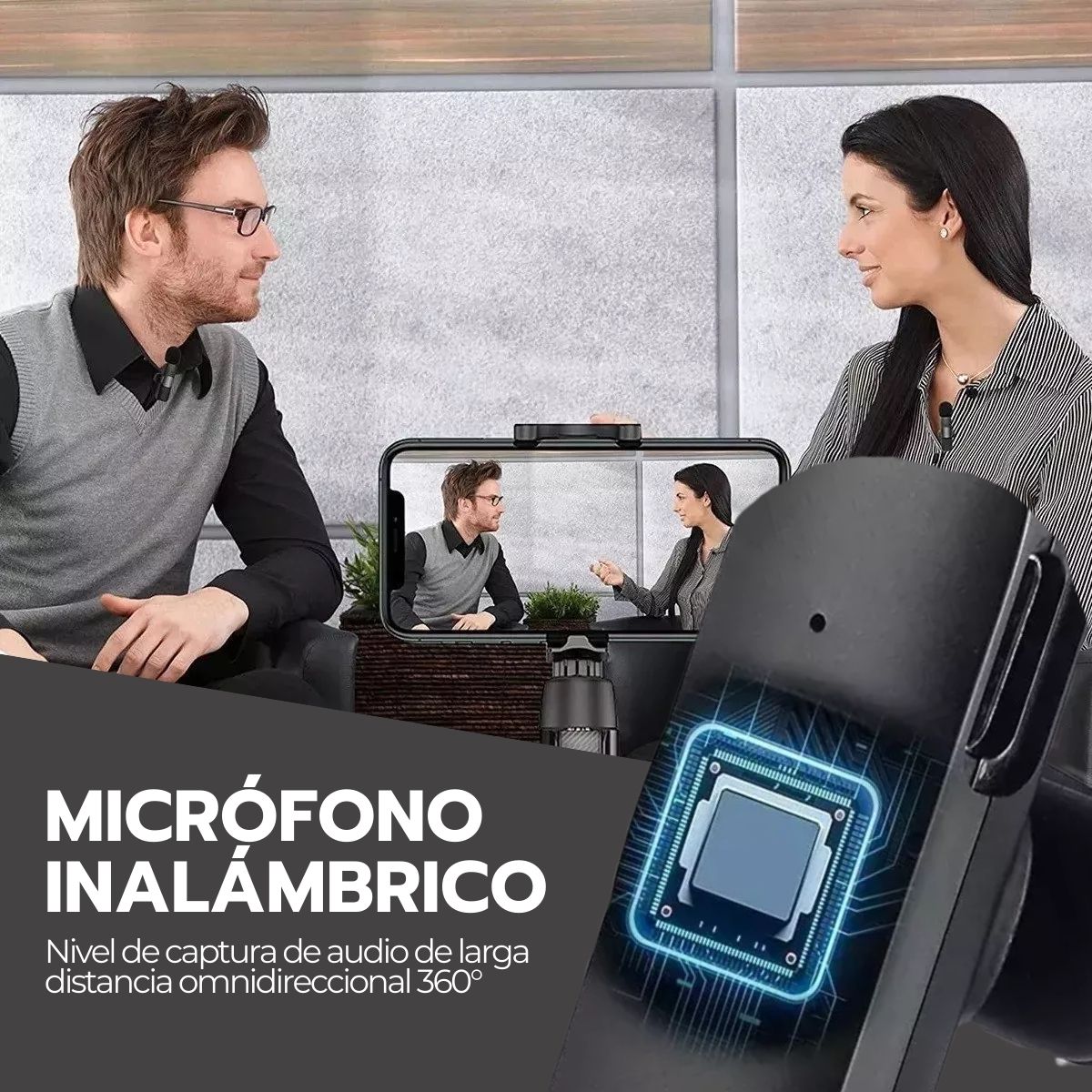 Micrófono Inalámbrico con Adaptador Celular Tipo C Y iPhone