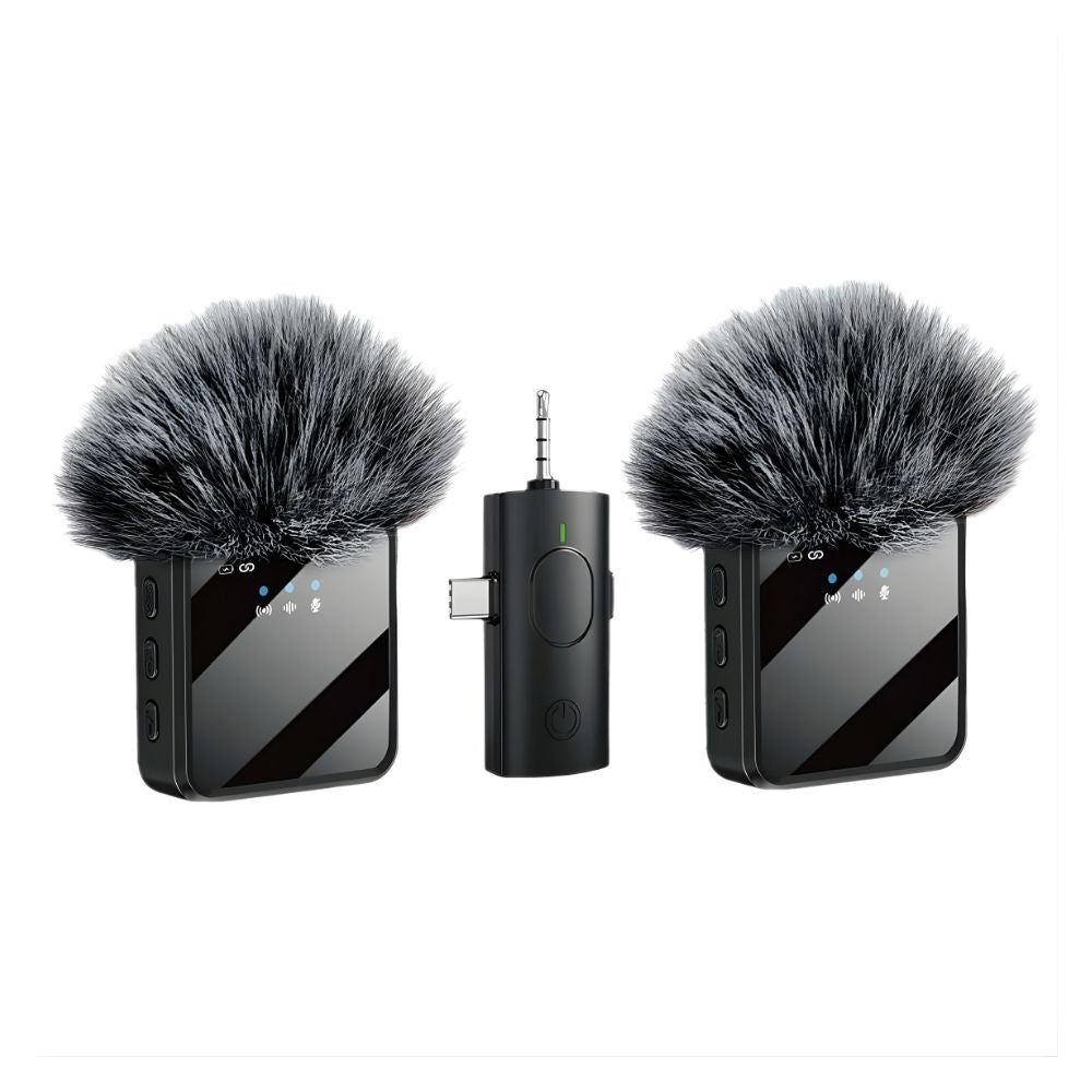 Micrófono Doble Inalámbrico con Receptor 3 en 1 Universal