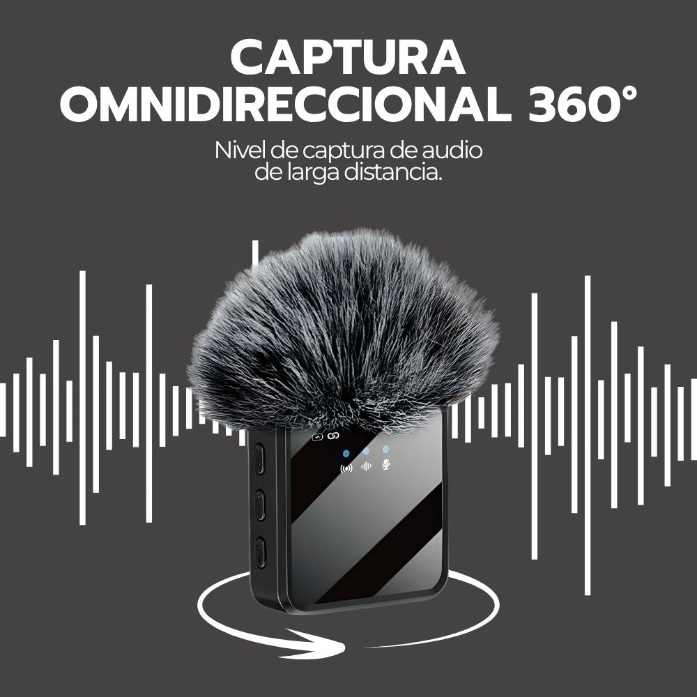 Micrófono Doble Inalámbrico con Receptor 3 en 1 Universal