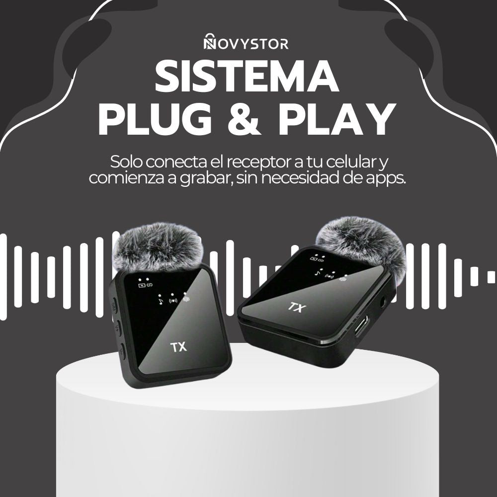 Micrófono Doble Inalámbrico con Receptor 2 en 1 Universal