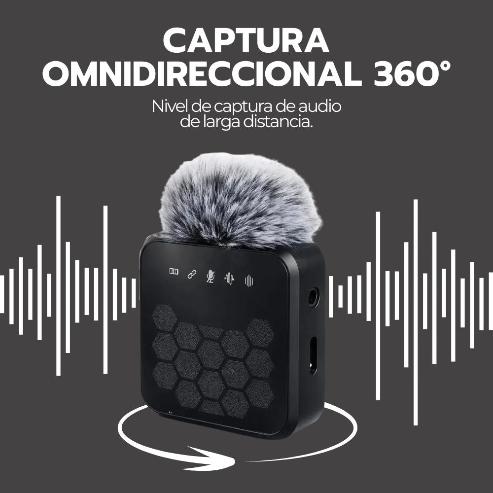 Micrófono Lavalier Inalámbrico 4 en 1 Grabación Pro