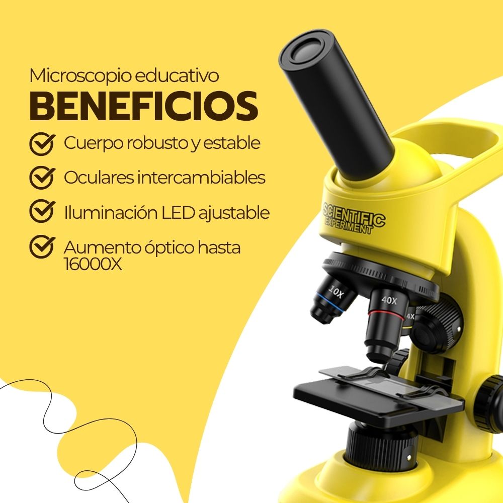 Microscopio Educativo 16000X con Accesorios Amarillo